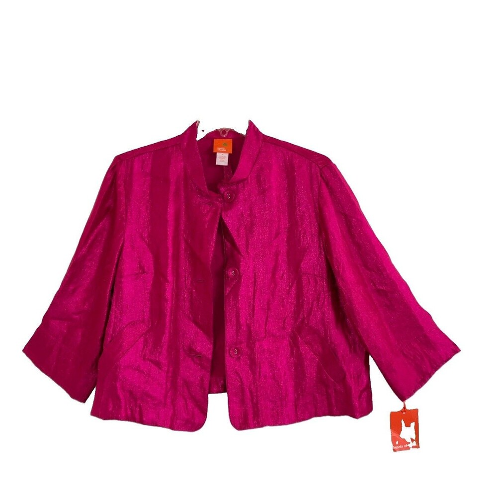 HEARTS OF PALM sz 18 Hot Pink Over Top Jacket Fuchsia New with Tags 3/4 Sleeve